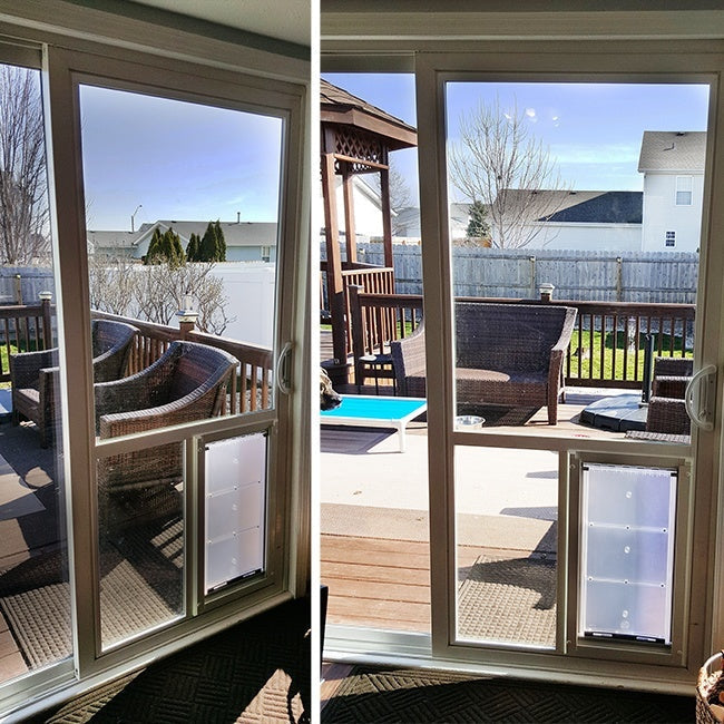 dog door in glass door